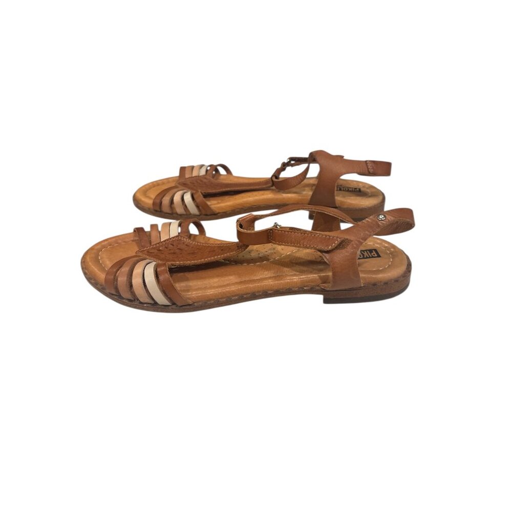 Pikolinos Women’s Leather T Strap Sandals Cognac Comfort EU 40 US 9 - Picture 5 of 9